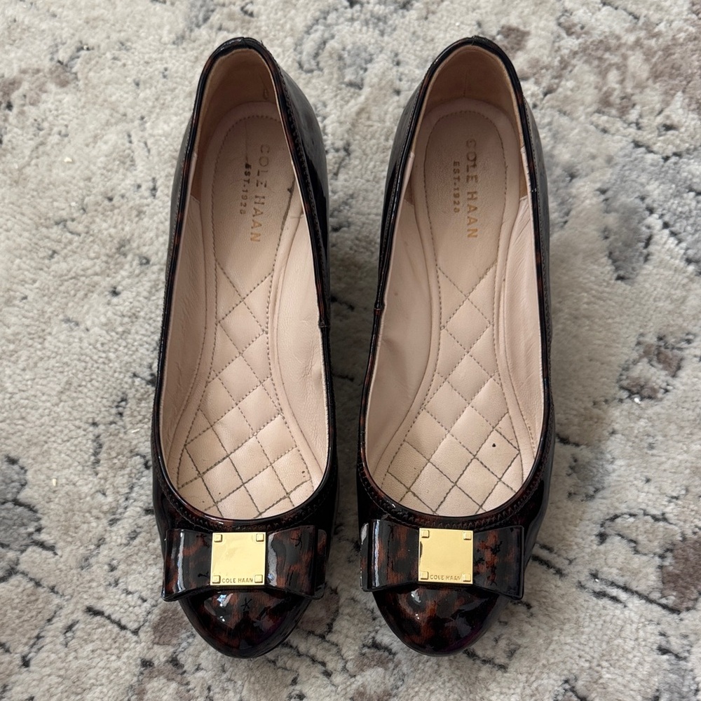 Cole Haan Women's Tortoise Shell Flats with Gold Accent